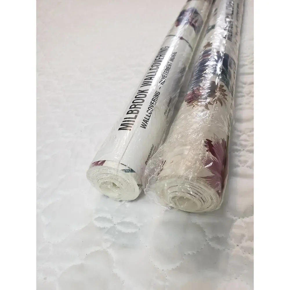 JL) VTG Milbrook Wallcovering Double Roll Vinyl Wallpaper VR2043 Run# 5 Lot of 2